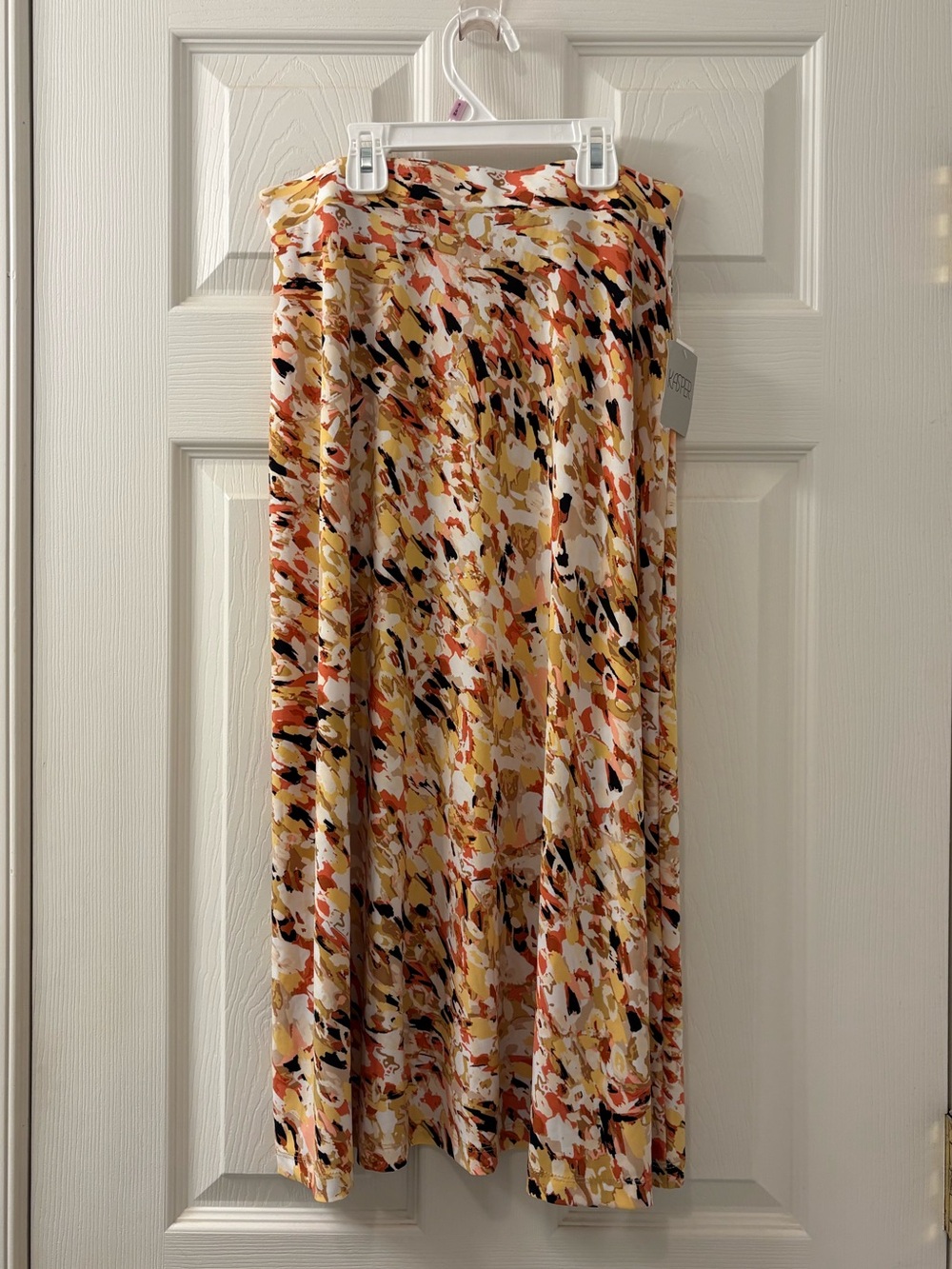Kasper Yellow Abstract Print Midi Skirt